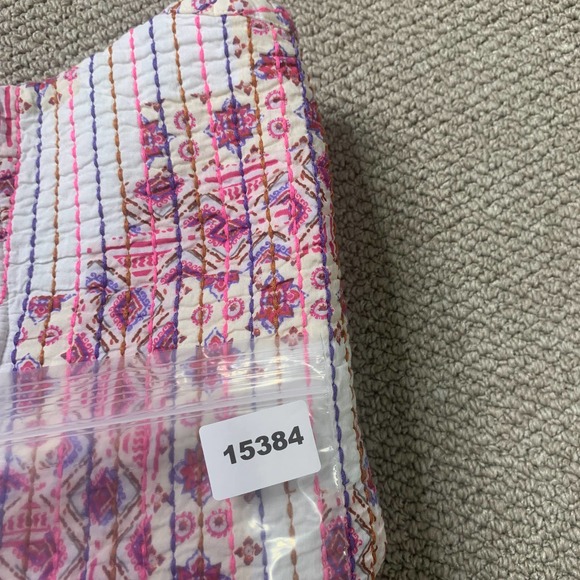 ZARA Womens Jacket‎ Size Small Cream Pink Printed Quilted Vest Sleeveless V-Neck - Picture 10 of 10